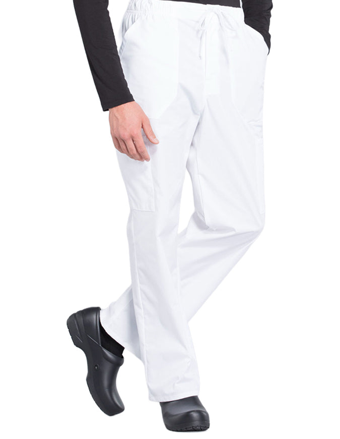 Cherokee Workwear Professionals Men's Tapered Leg Drawstring Cargo Tall Pant - White