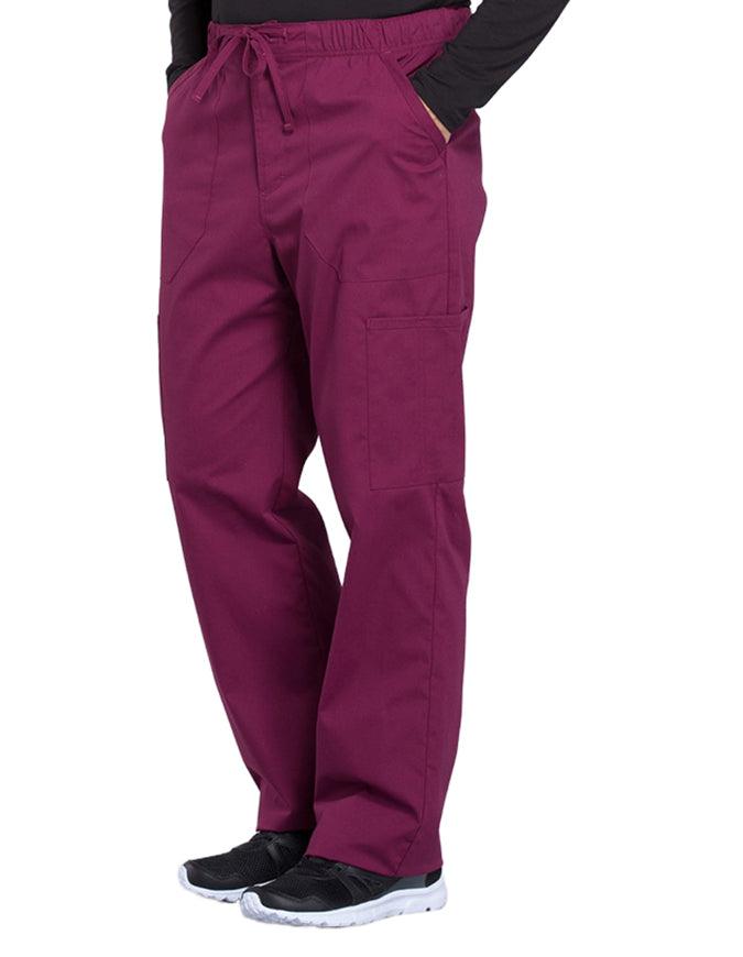 Cherokee Workwear Professionals Men's Tapered Leg Drawstring Cargo Petite Pant - Wine