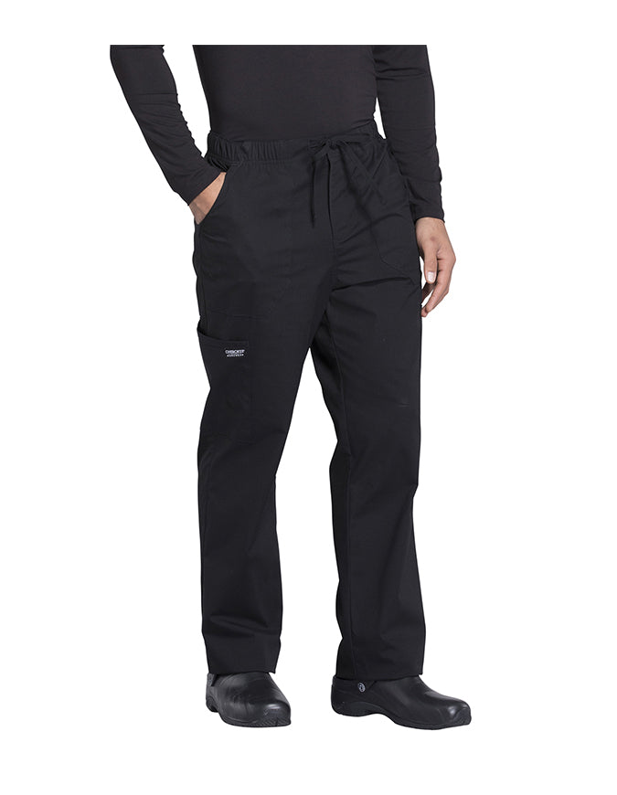 Cherokee Workwear Professionals Men's Tapered Leg Drawstring Cargo Pant - Black