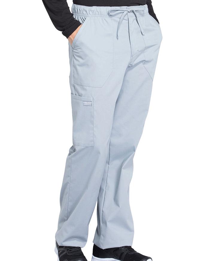 Cherokee Workwear Professionals Men's Tapered Leg Drawstring Cargo Petite Pant - Cool Grey