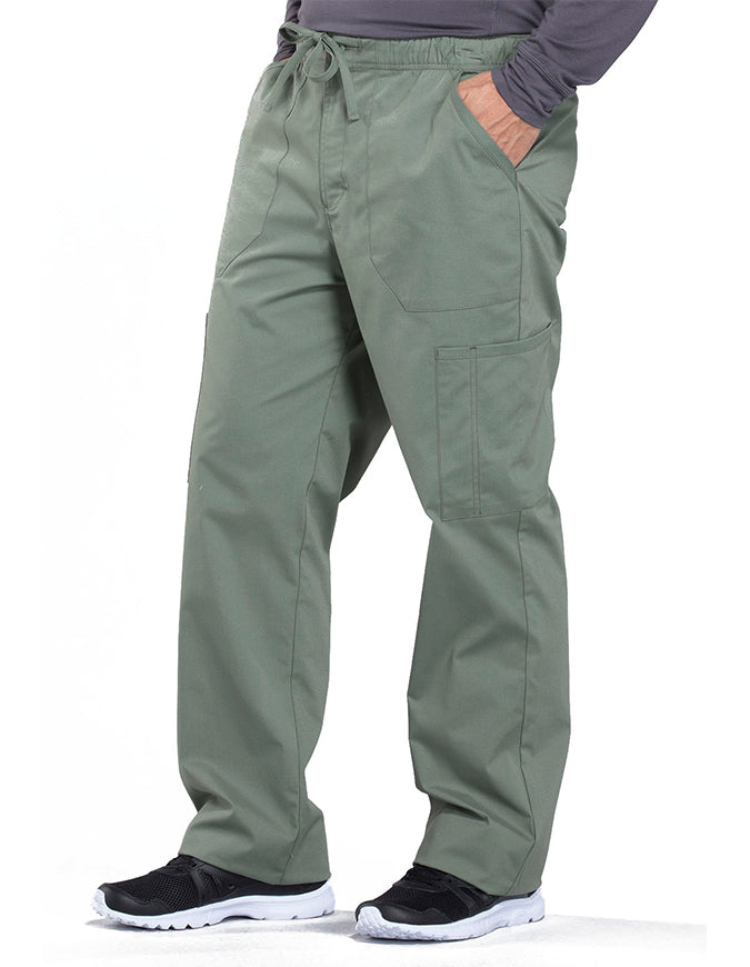 Cherokee Workwear Professionals Men's Tapered Leg Drawstring Cargo Pant - Olive