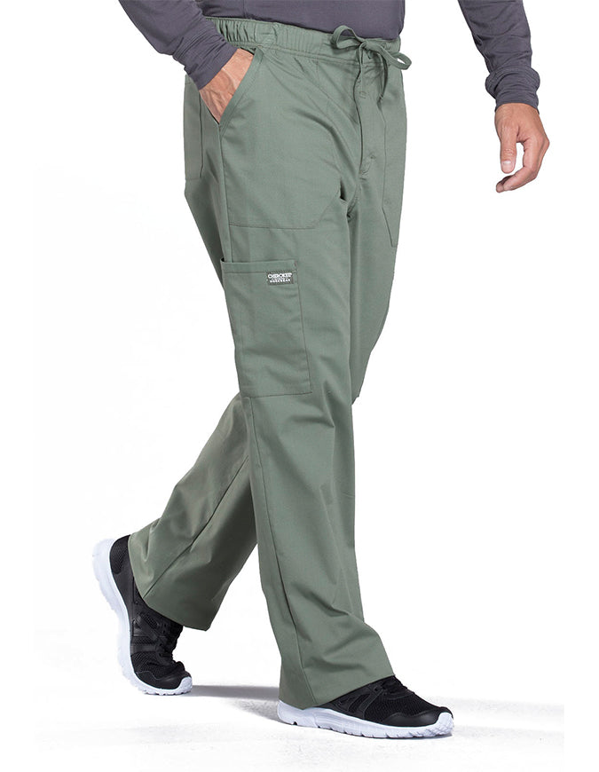 Cherokee Workwear Professionals Men's Tapered Leg Drawstring Cargo Pant - Olive