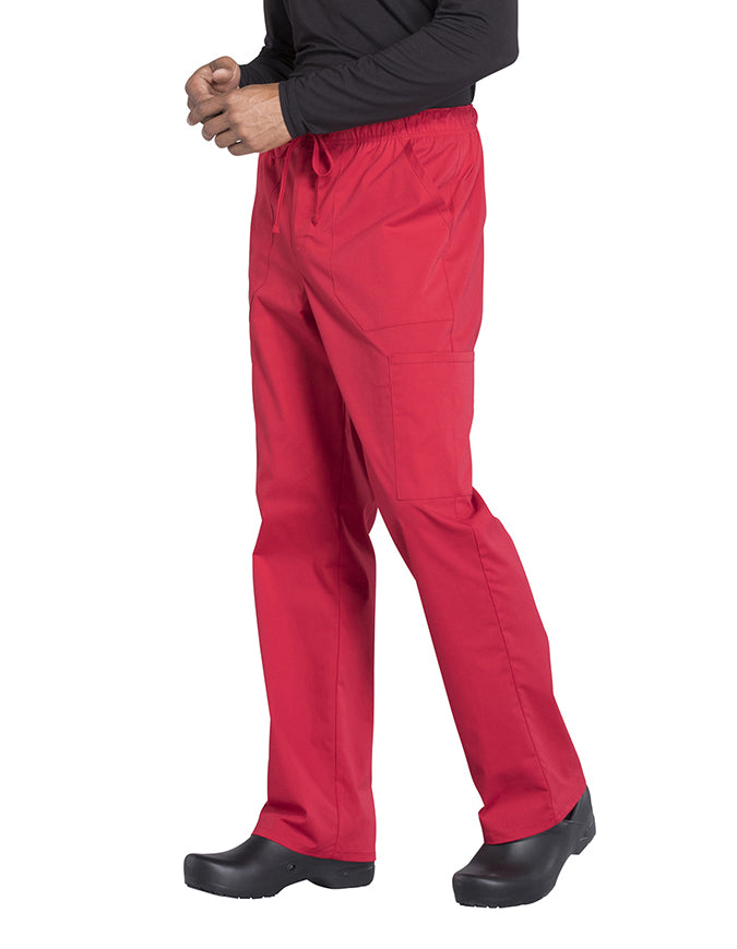 Cherokee Workwear Professionals Men's Tapered Leg Drawstring Cargo Pant - Red