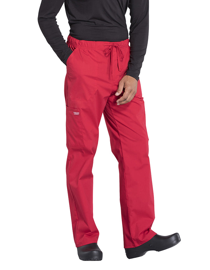 Cherokee Workwear Professionals Men's Tapered Leg Drawstring Cargo Pant - Red