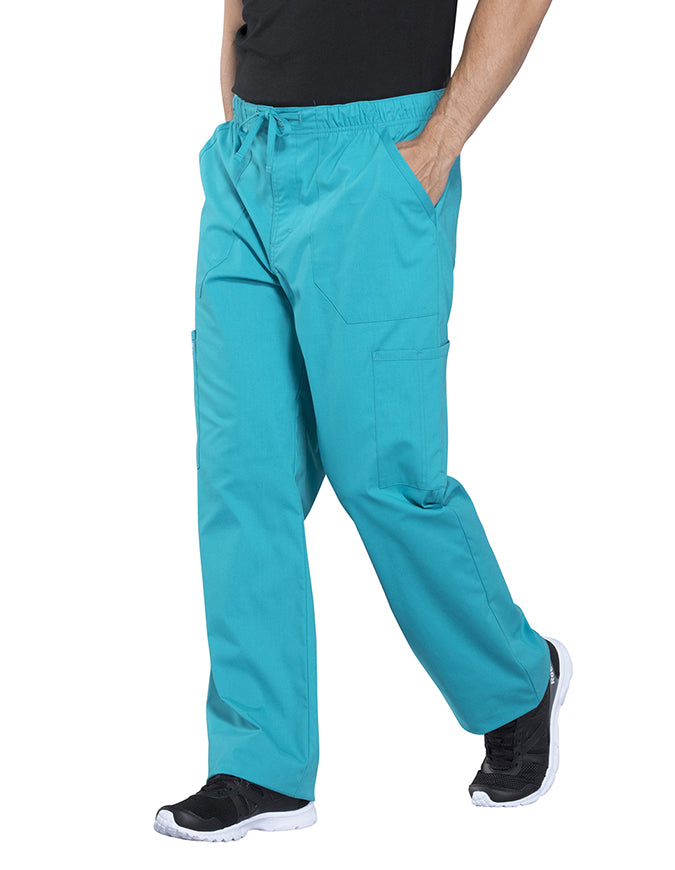 Cherokee Workwear Professionals Men's Tapered Leg Drawstring Cargo Pant - Teal Blue