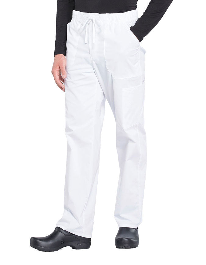 Cherokee Workwear Professionals Men's Tapered Leg Drawstring Cargo Pant - White