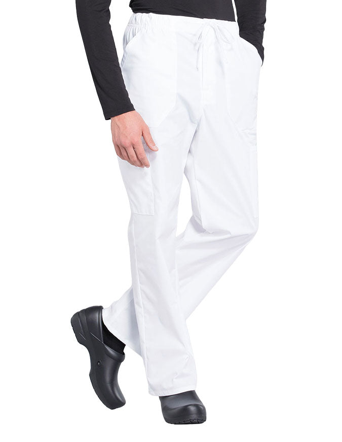 Cherokee Workwear Professionals Men's Tapered Leg Drawstring Cargo Pant - White