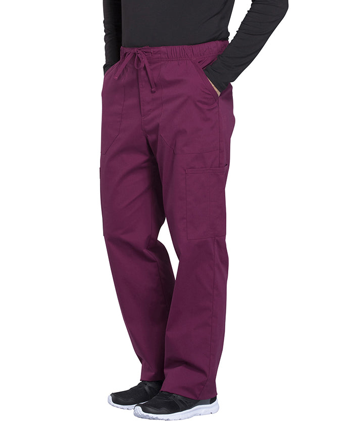 Cherokee Workwear Professionals Men's Tapered Leg Drawstring Cargo Pant - Wine