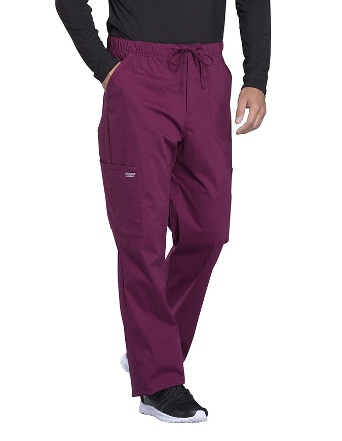 Cherokee Workwear Professionals Men's Tapered Leg Drawstring Cargo Pant - Wine