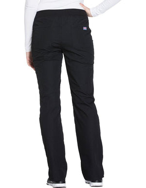 Cherokee Workwear Women's Mid Rise Straight Leg Pull-on Cargo Tall Pant black