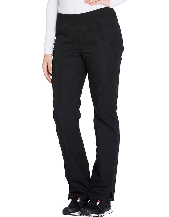 Cherokee Workwear Women's Mid Rise Straight Leg Pull-on Cargo Tall Pant black