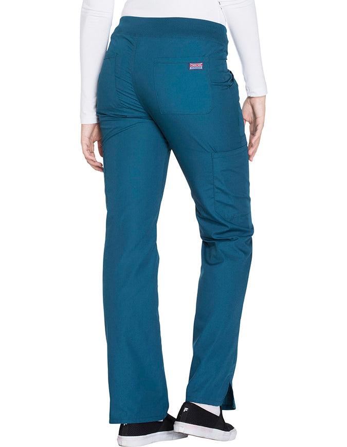 Cherokee Workwear Women's Mid Rise Straight Leg Pull-on Cargo Pant - Caribbean Blue