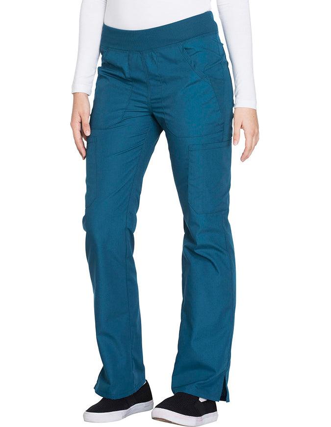 Cherokee Workwear Women's Mid Rise Straight Leg Pull-on Cargo Pant - Caribbean Blue