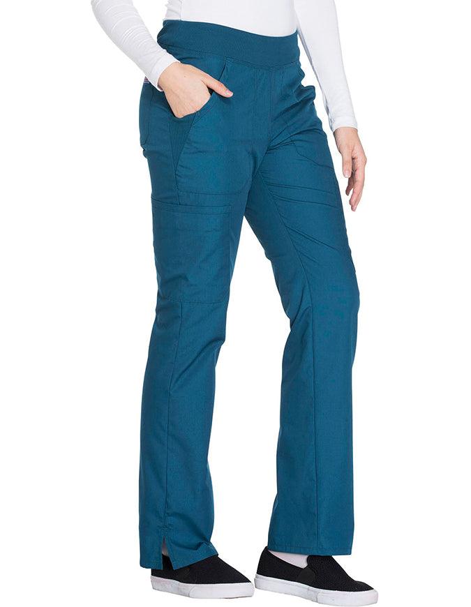 Cherokee Workwear Women's Mid Rise Straight Leg Pull-on Cargo Pant - Caribbean Blue