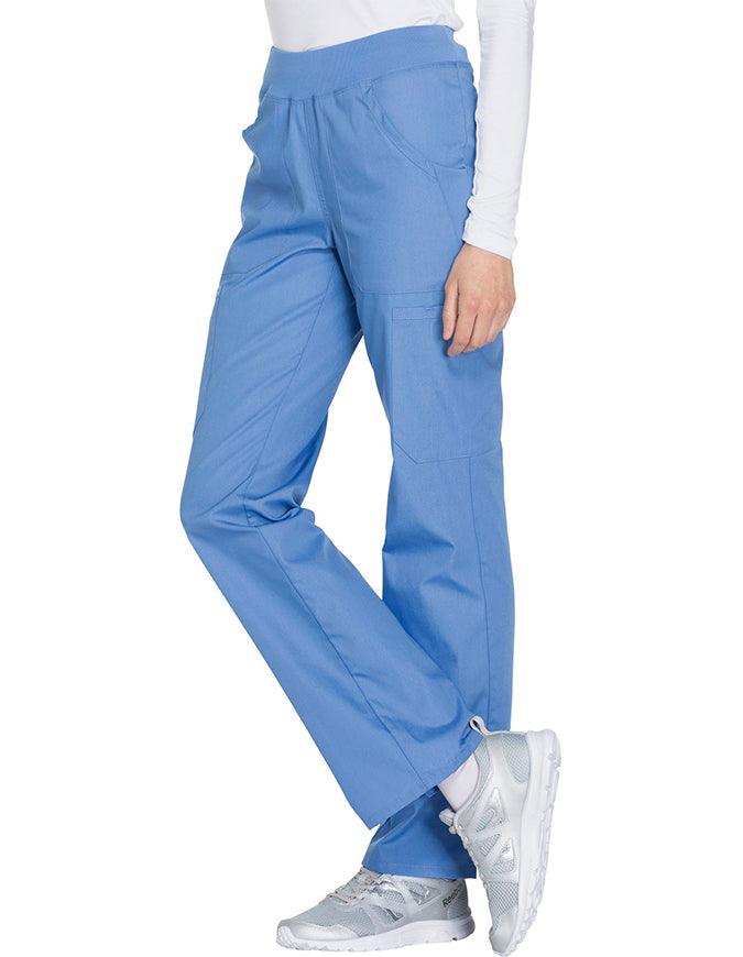 Cherokee Workwear Women's Mid Rise Straight Leg Pull-on Cargo Pant - Ciel Blue