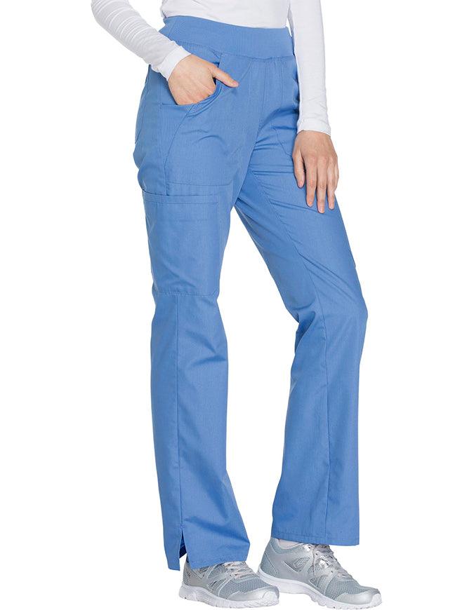 Cherokee Workwear Women's Mid Rise Straight Leg Pull-on Cargo Pant - Ciel Blue