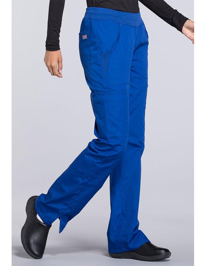 Cherokee Workwear Women's Mid Rise Straight Leg Pull-on Cargo Pant - Royal Blue