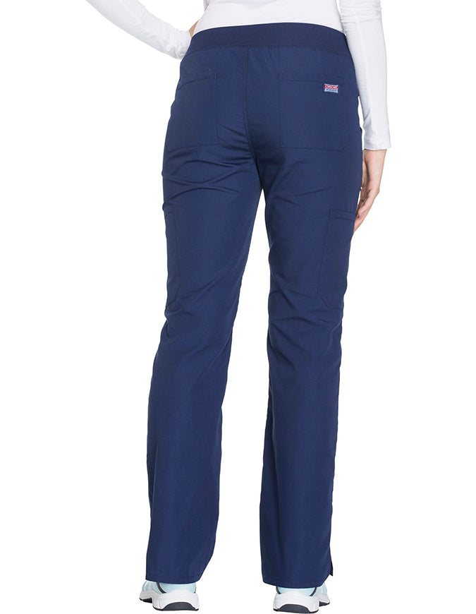 Cherokee Workwear Women's Mid Rise Straight Leg Pull-on Cargo Petite Pant Navy