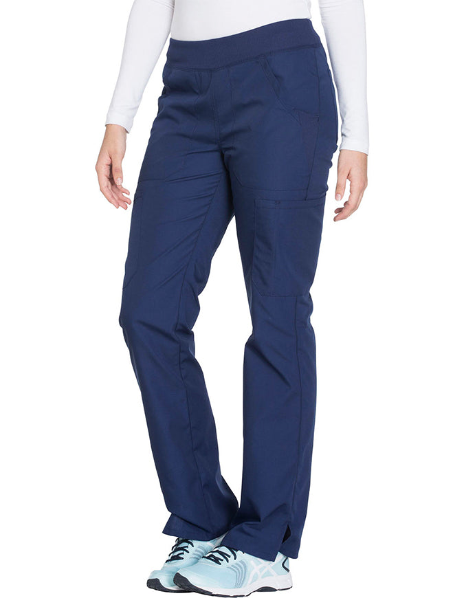 Cherokee Workwear Women's Mid Rise Straight Leg Pull-on Cargo Petite Pant Navy