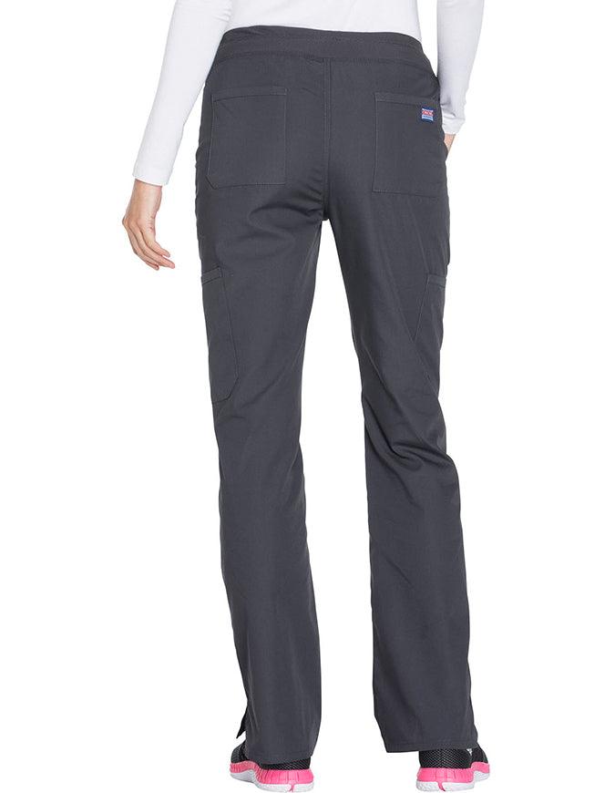 Cherokee Workwear Women's Mid Rise Straight Leg Pull-on Cargo Pant - Pewter