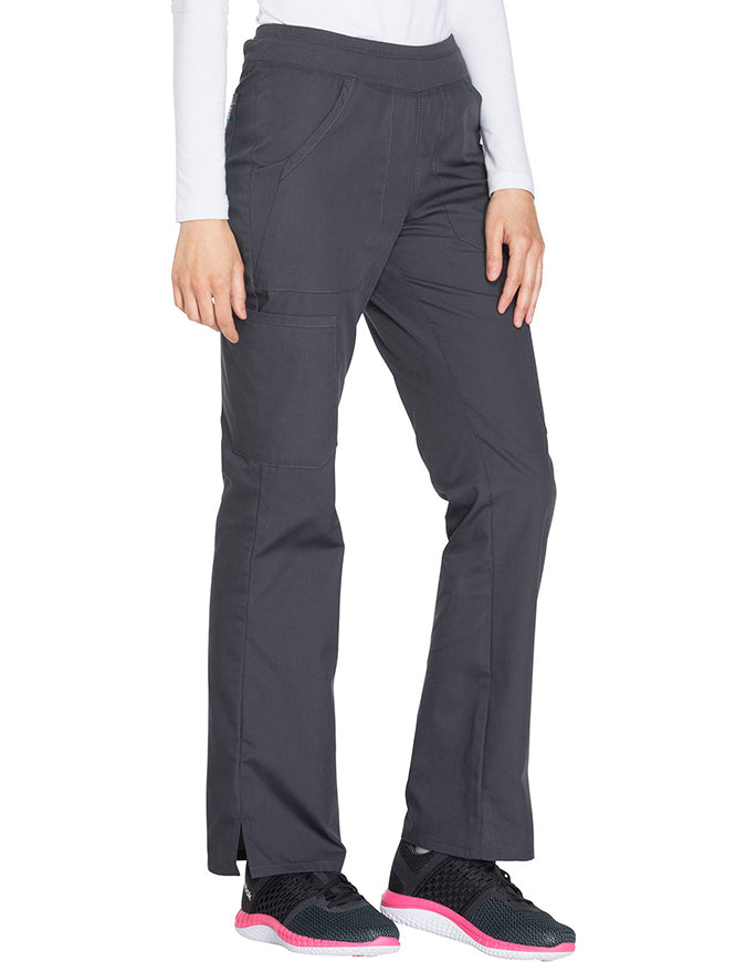 Cherokee Workwear Women's Mid Rise Straight Leg Pull-on Cargo Petite Pant Pewter