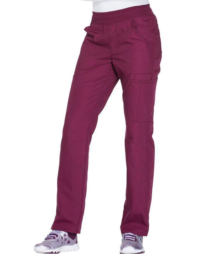 Cherokee Workwear Women's Mid Rise Straight Leg Pull-on Cargo Pant - Wine