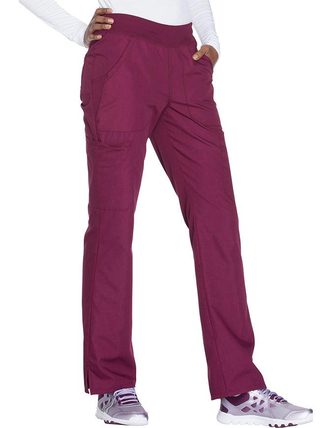 Cherokee Workwear Women's Mid Rise Straight Leg Pull-on Cargo Pant - Wine