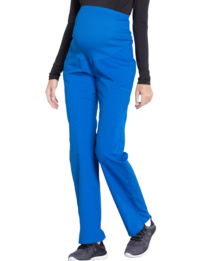 Cherokee Workwear Professionals Maternity Knit Waist Straight Leg Petite Pant - Royal