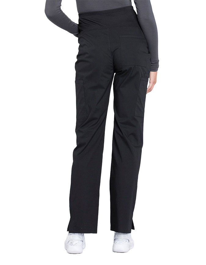 Cherokee Workwear Professionals Maternity Knit Waist Straight Leg Petite Pant Black