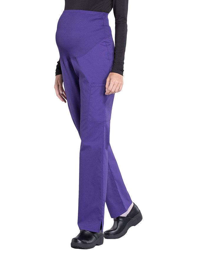 Cherokee Workwear Professionals Maternity Knit Waist Straight Leg Pant Grape