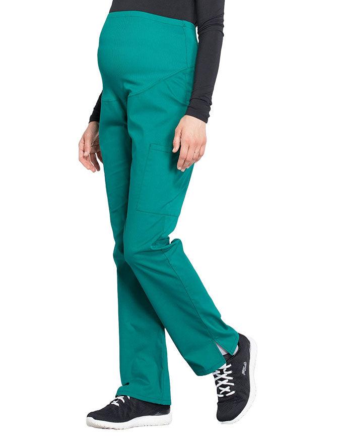 Cherokee Workwear Professionals Maternity Knit Waist Straight Leg Pant Hunter Green