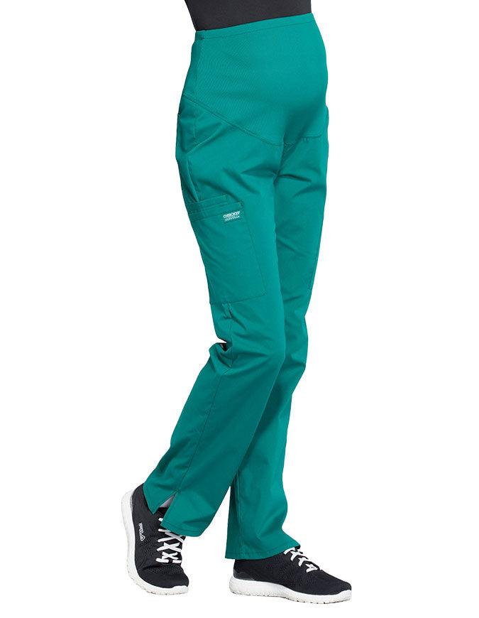 Cherokee Workwear Professionals Maternity Knit Waist Straight Leg Pant Hunter Green