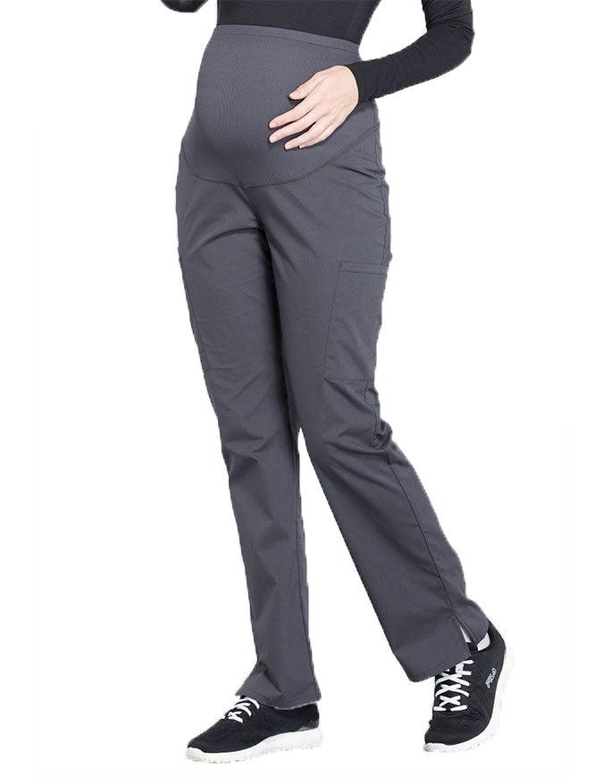 Cherokee Workwear Professionals Maternity Knit Waist Straight Leg Pant Pewter