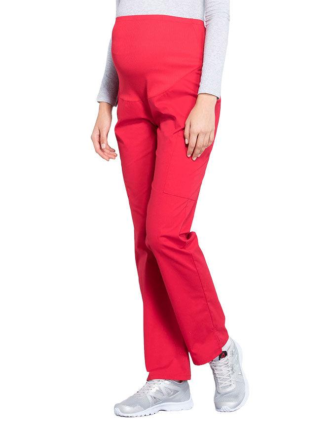 Cherokee Workwear Professionals Maternity Knit Waist Straight Leg Pant Red