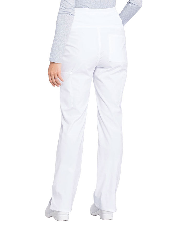 Cherokee Workwear Professionals Maternity Knit Waist Straight Leg Petite Pant White