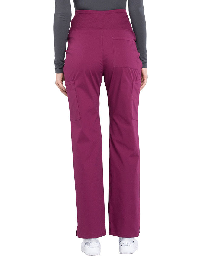 Cherokee Workwear Professionals Maternity Knit Waist Straight Leg Petite Pant Wine