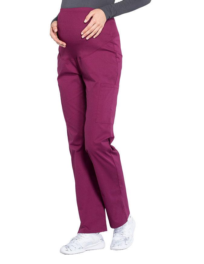 Cherokee Workwear Professionals Maternity Knit Waist Straight Leg Pant Wine