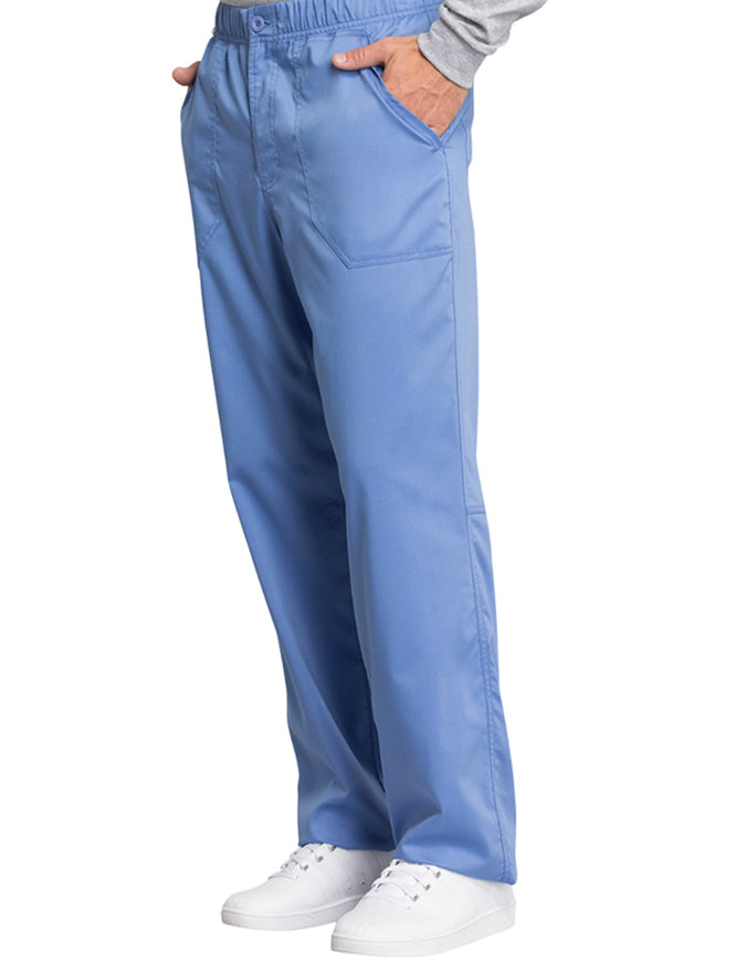 Cherokee Workwear Revolution Tech Men's Mid Rise Straight Leg Zip Fly Tall Pant -Ciel Blue