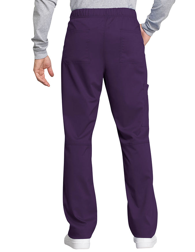 Cherokee Workwear Revolution Tech Men's Mid Rise Straight Leg Zip Fly Petite Eggplant