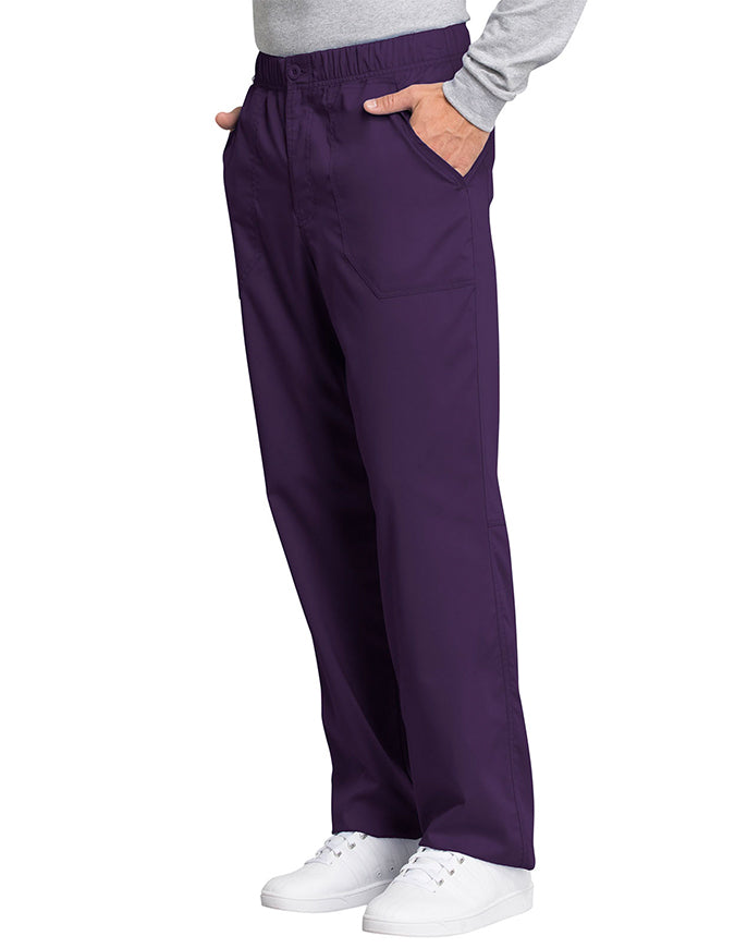 Cherokee Workwear Revolution Tech Men's Mid Rise Straight Leg Zip Fly Petite Eggplant