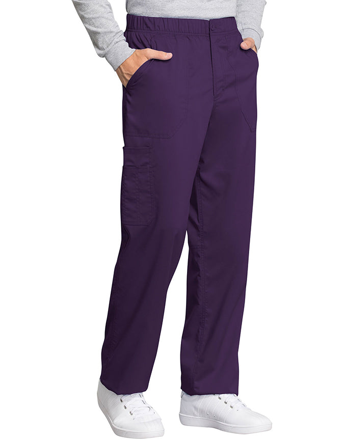 Cherokee Workwear Revolution Tech Men's Mid Rise Straight Leg Zip Fly Petite Eggplant