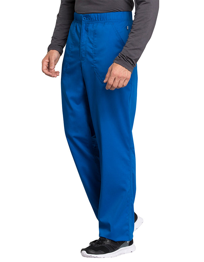 Cherokee Workwear Revolution Tech Men's Mid Rise Straight Leg Zip Fly Petite Pant Royal