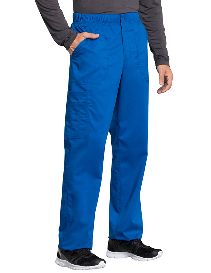 Cherokee Workwear Revolution Tech Men's Mid Rise Straight Leg Zip Fly Petite Pant Royal