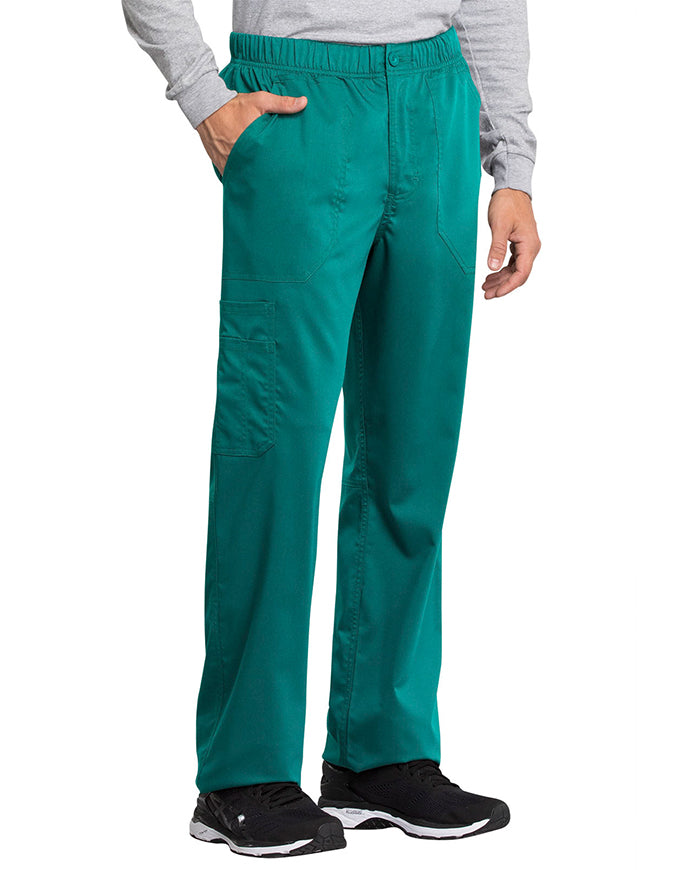 Cherokee Workwear Revolution Tech Men's Mid Rise Straight Leg Zip Fly Petite Teal Blue