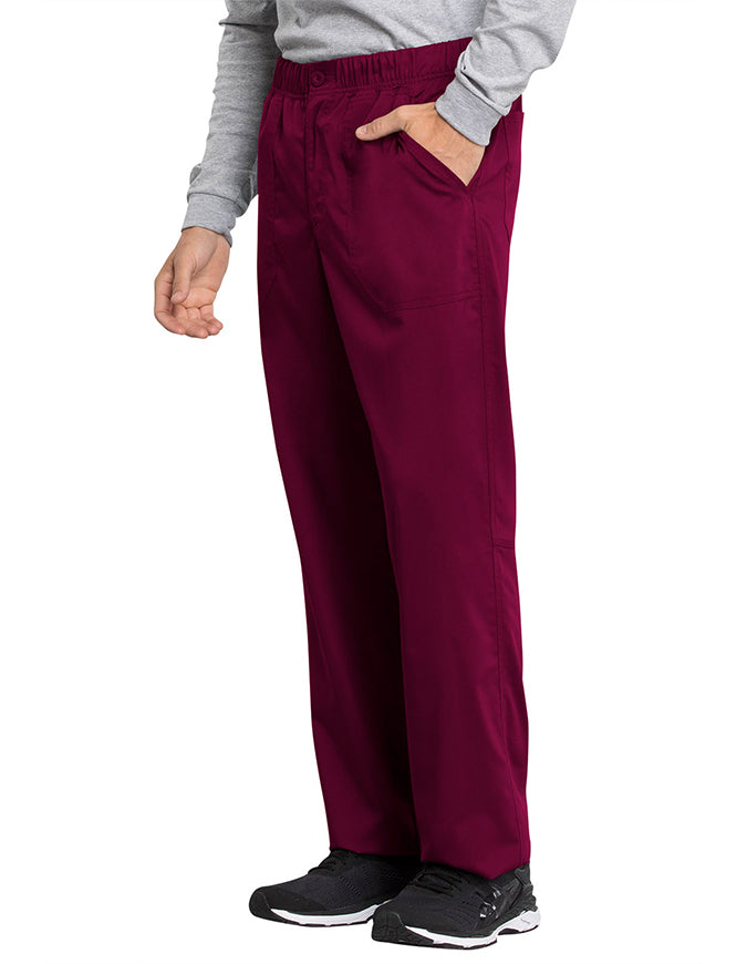 Cherokee Workwear Revolution Tech Men's Mid Rise Straight Leg Zip Fly Tall Pant - Wine