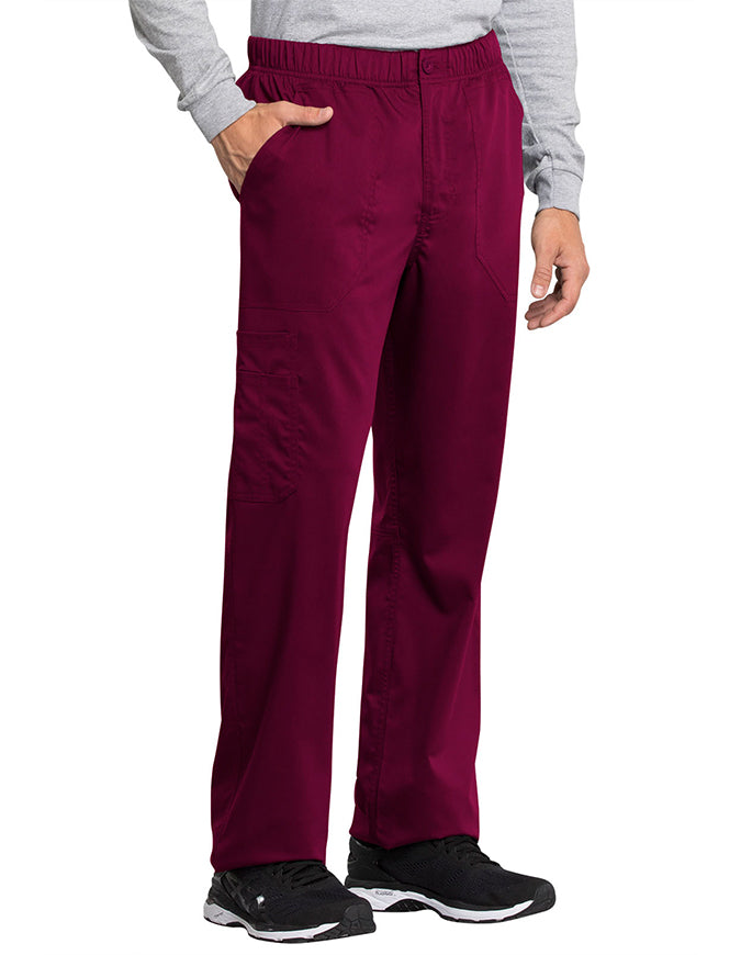 Cherokee Workwear Revolution Tech Men's Mid Rise Straight Leg Zip Fly Pant wine