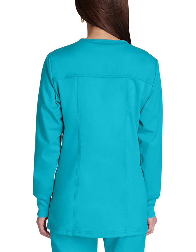 Cherokee Workwear Revolution Womens Snap Front Warm-up Jacket - Turquoise