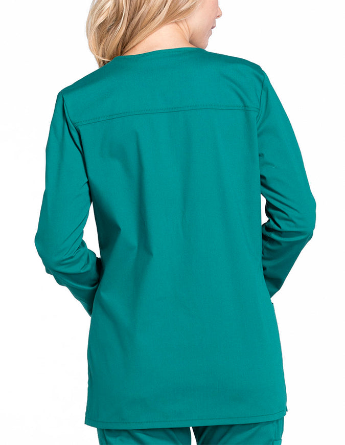 Cherokee Workwear Professionals Women's Snap Front Warm Up Jacket - Hunter Green