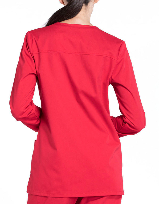 Cherokee Workwear Professionals Women's Snap Front Warm Up Jacket - Red