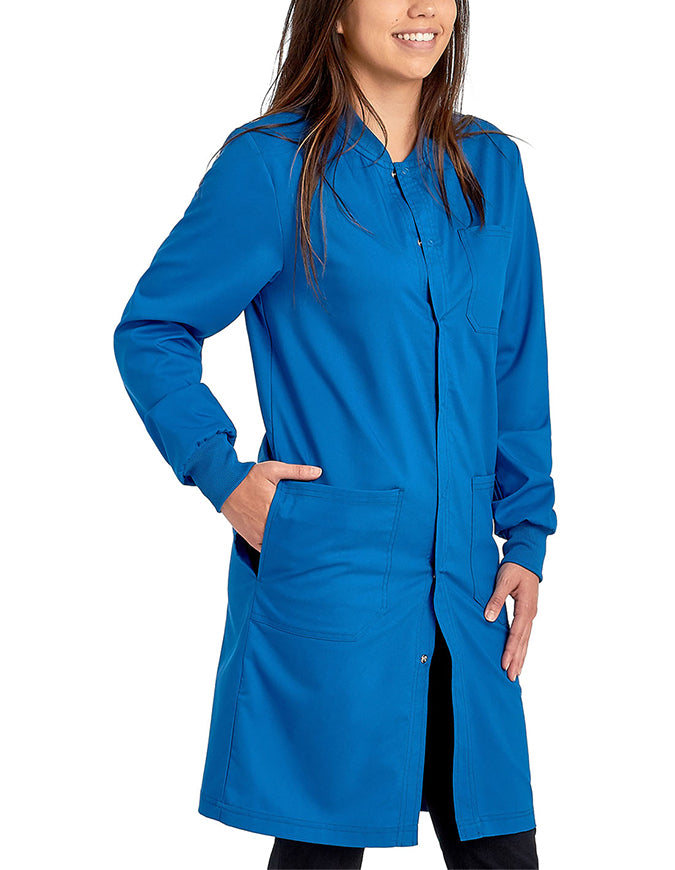 Cherokee Workwear Revolution Unisex 40 Inches Snap Front Lab Coat Royal